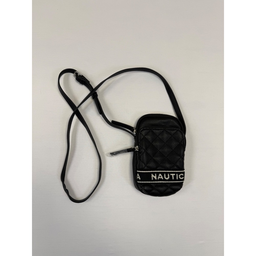 Nautica Black Quilted Phone Crossbody Bag Small Adjustable Strap